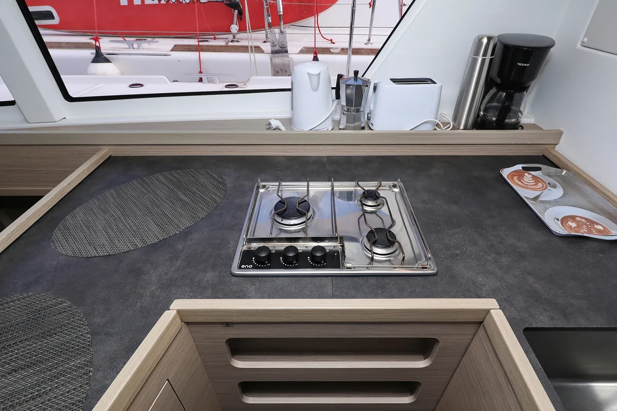 Galley of Lagoon 42, a catamaran at Sukošan, Croatia