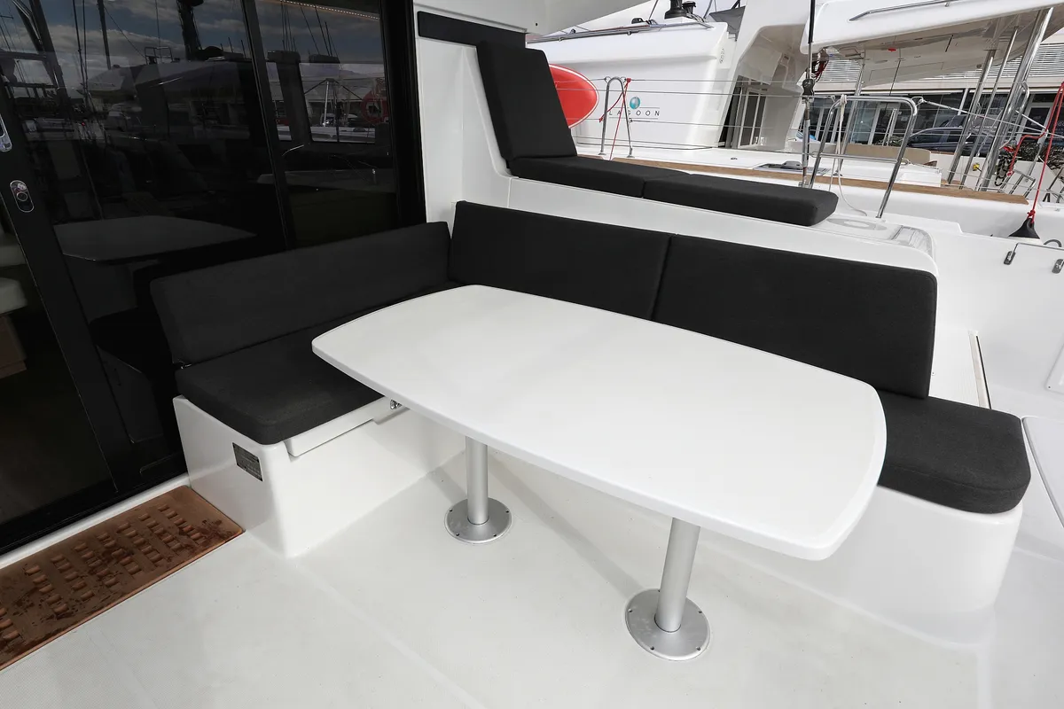 Deck of Lagoon 42, a catamaran at Sukošan, Croatia