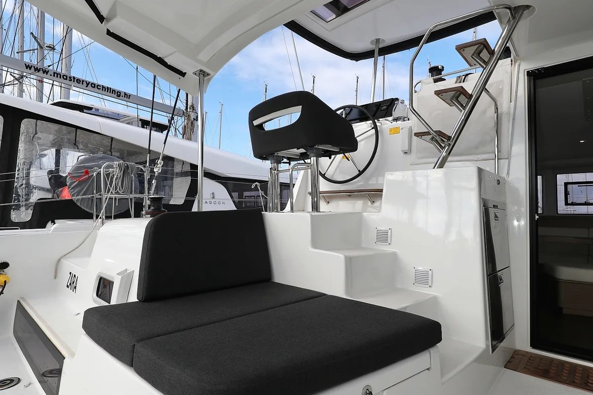 Cockpit of Lagoon 42, a catamaran at Sukošan, Croatia