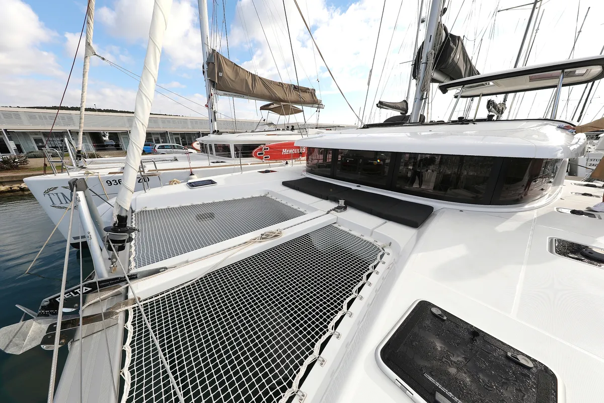 Deck of Lagoon 42, a catamaran at Sukošan, Croatia