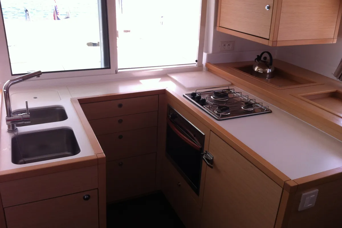Galley of Bevanda, a Lagoon 450 catamaran at Općina Medulin, Croatia