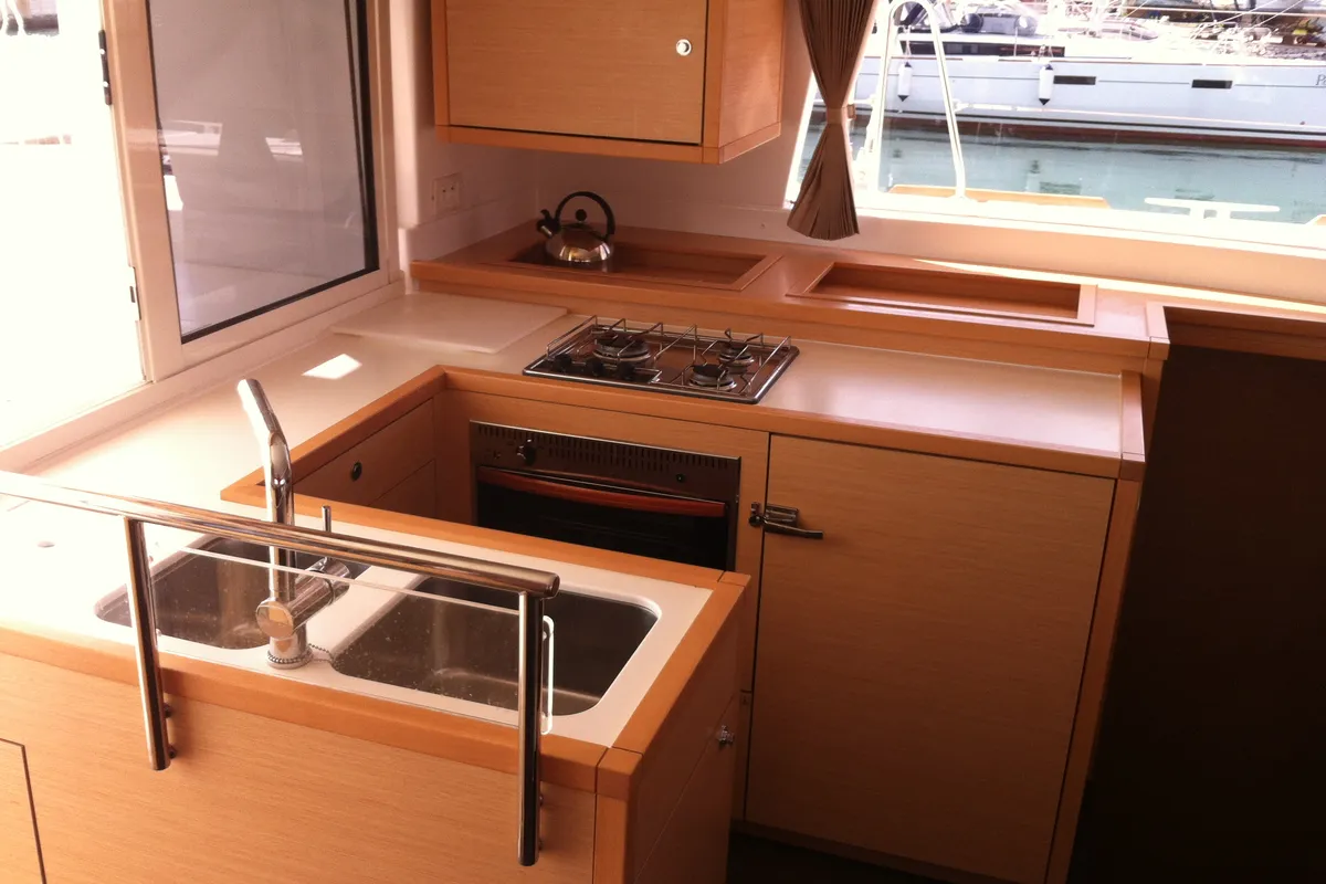 Galley of Bevanda, a Lagoon 450 catamaran at Općina Medulin, Croatia