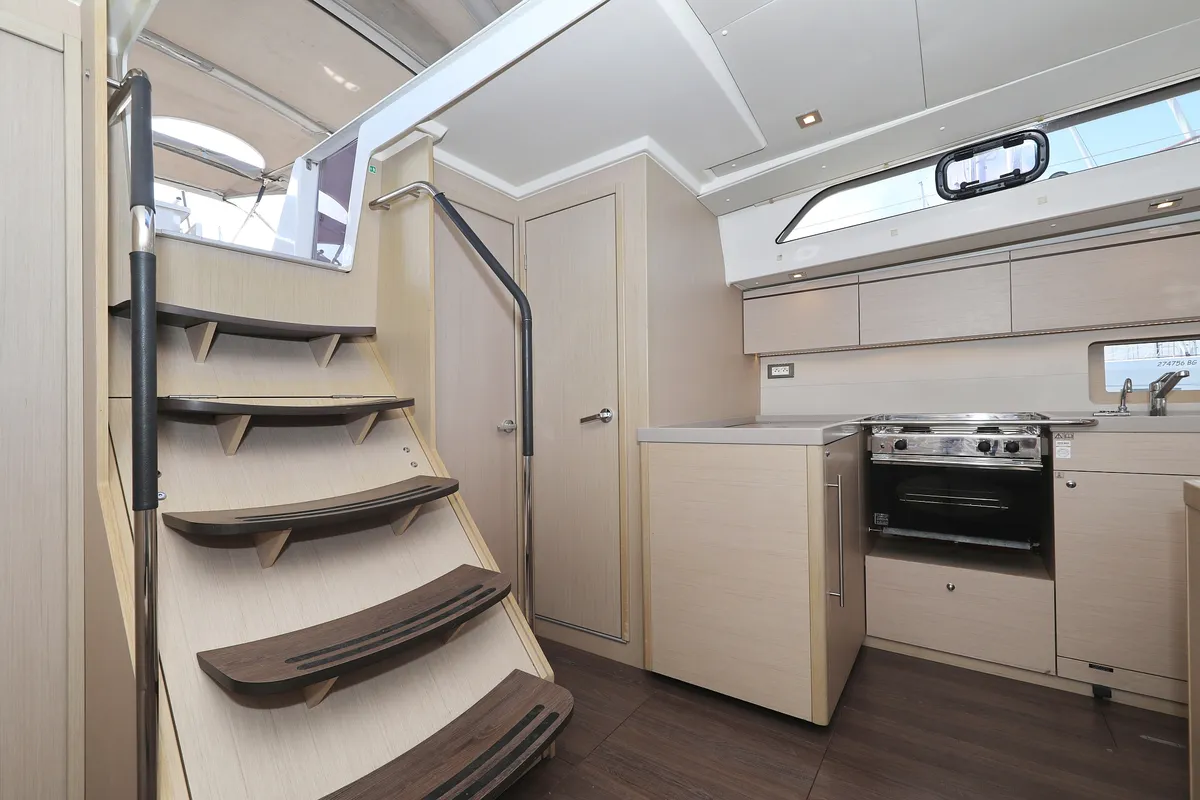 Galley of Jupiter, a Beneteau Oceanis 51.1 sailboat at Grad Biograd na Moru, Croatia