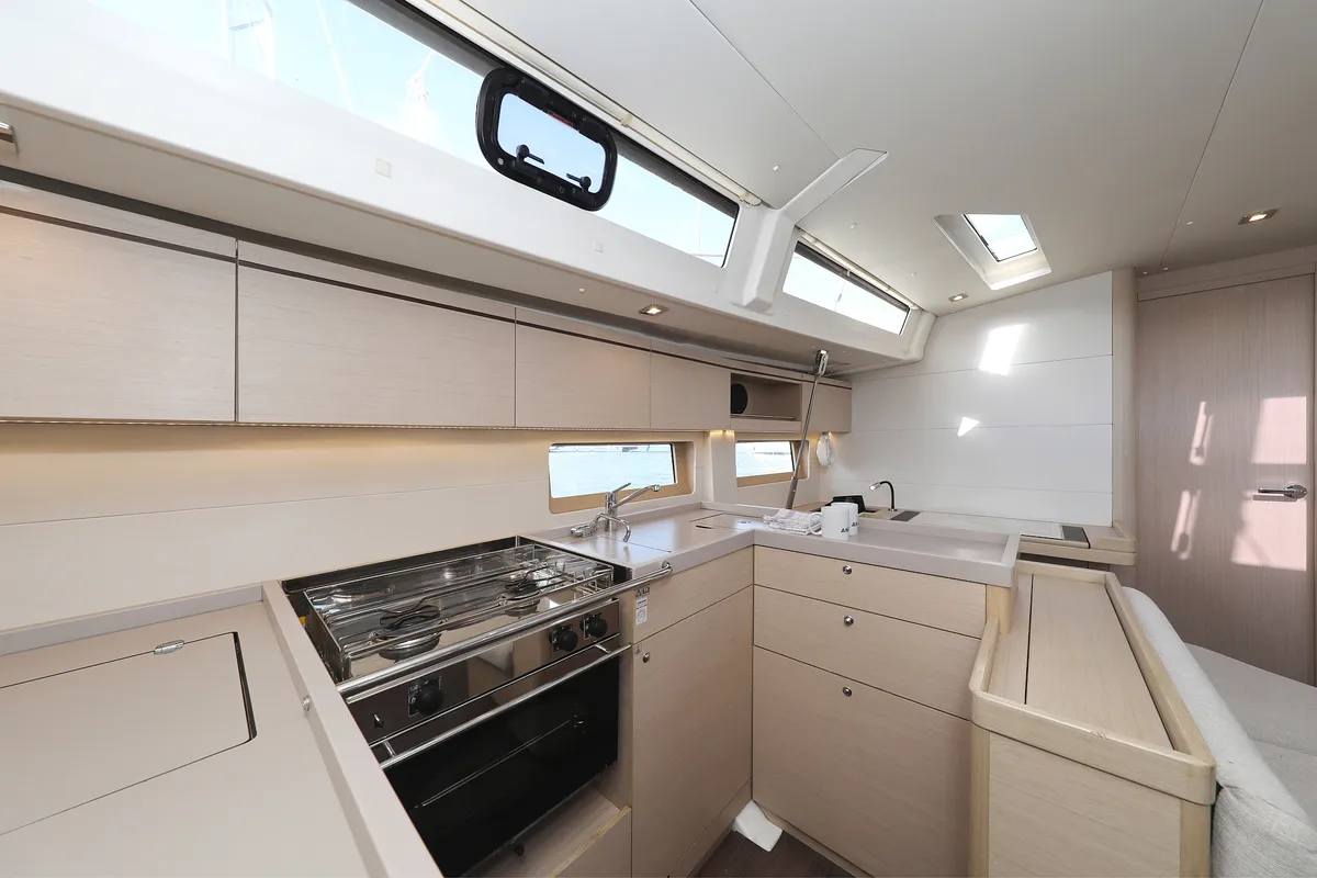 Galley of Jupiter, a Beneteau Oceanis 51.1 sailboat at Grad Biograd na Moru, Croatia