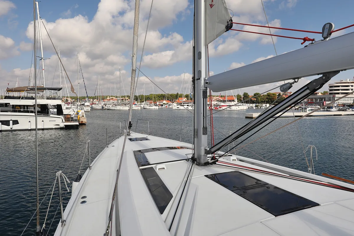 Deck of Jupiter, a Beneteau Oceanis 51.1 sailboat at Grad Biograd na Moru, Croatia