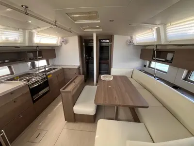 Salon of Kos 47.1, a Beneteau Oceanis 47 sailboat at Athens, Greece
