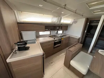 Galley of Kos 47.1, a Beneteau Oceanis 47 sailboat at Athens, Greece