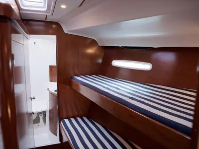 Cabin on Mosca, a Beneteau First 47.7 sailboat at Skradin, Croatia