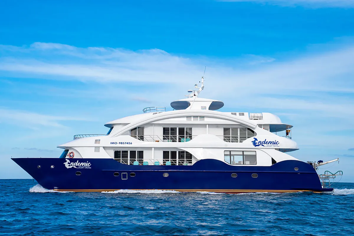 Exterior view of Gulet Power Catamaran, a catamaran at Baltra, Ecuador