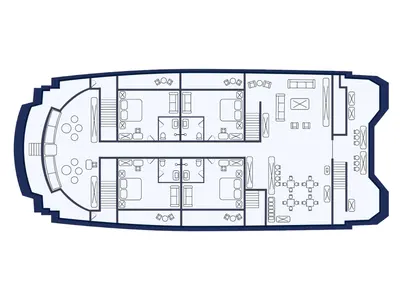 Floor plan of Gulet Power Catamaran, a catamaran at Baltra, Ecuador