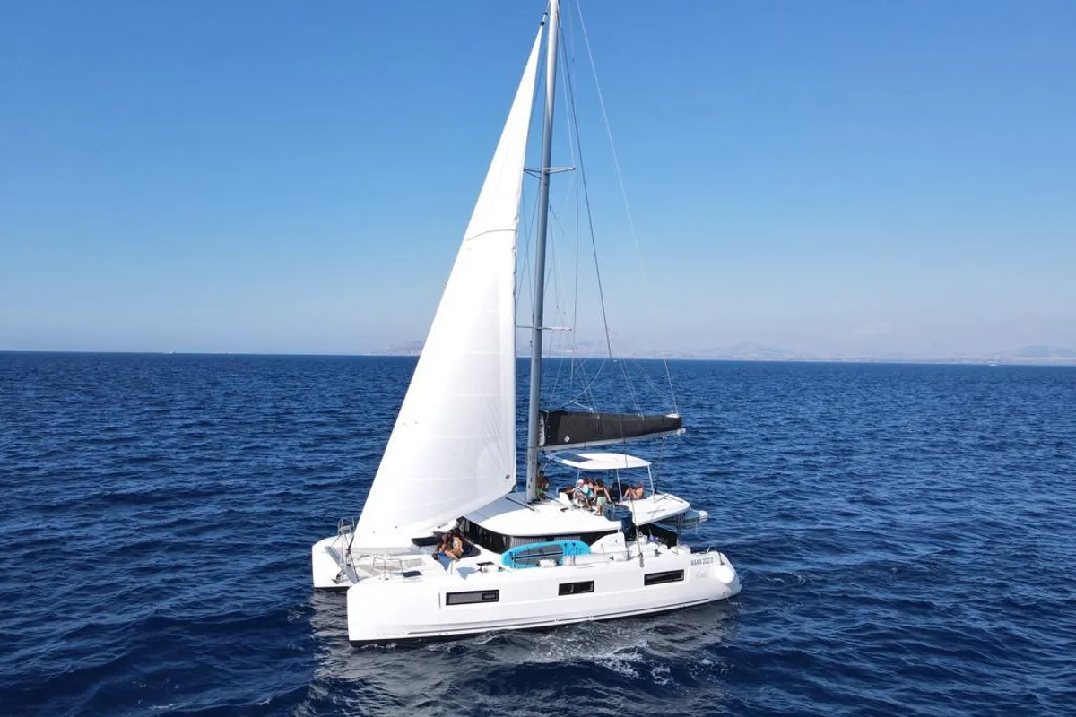 Exterior view of MareAmare - Premium line, a Lagoon 46 catamaran at Capo d'Orlando, Italy