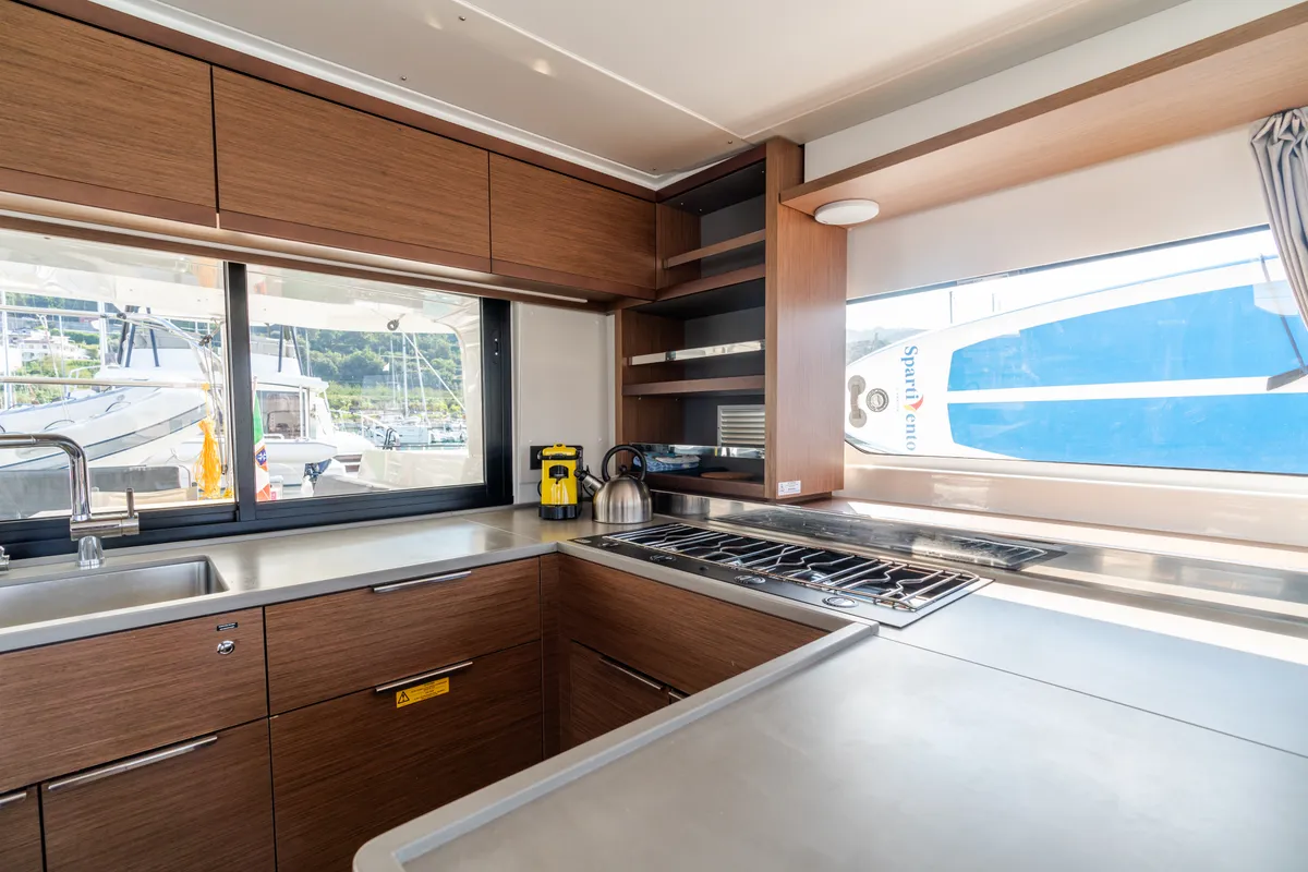 Galley of MareAmare - Premium line, a Lagoon 46 catamaran at Capo d'Orlando, Italy