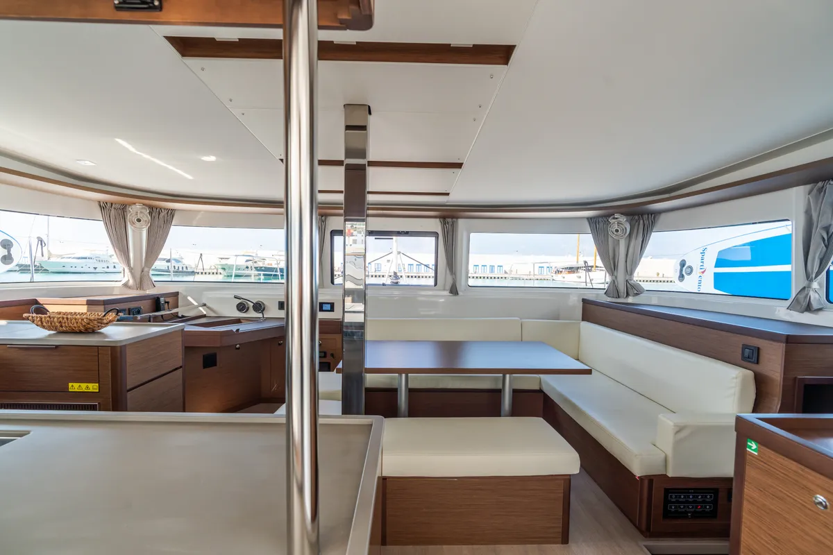 Salon of MareAmare - Premium line, a Lagoon 46 catamaran at Capo d'Orlando, Italy