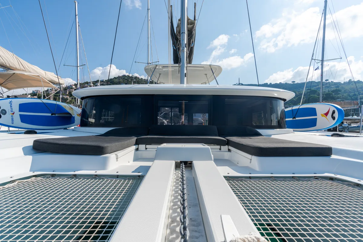 Deck of MareAmare - Premium line, a Lagoon 46 catamaran at Capo d'Orlando, Italy