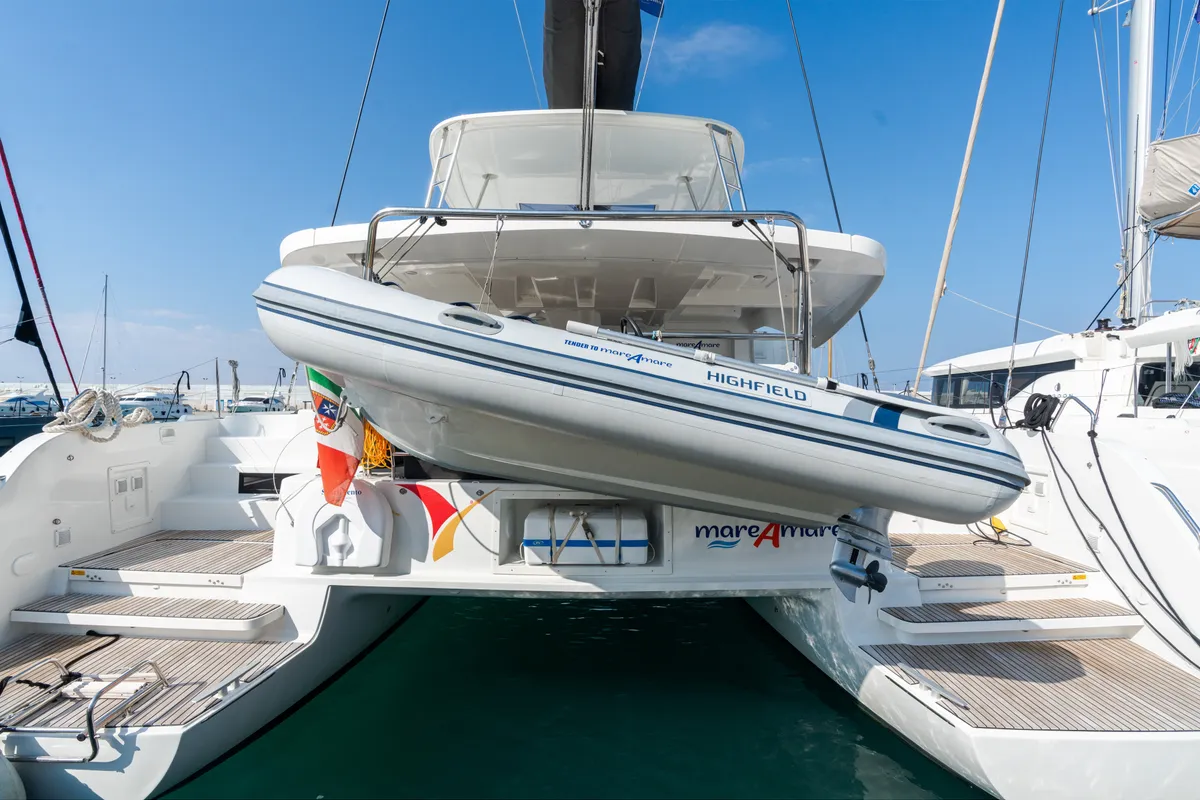 Exterior view of MareAmare - Premium line, a Lagoon 46 catamaran at Capo d'Orlando, Italy