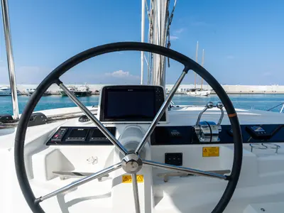 Cockpit of MareAmare - Premium line, a Lagoon 46 catamaran at Capo d'Orlando, Italy