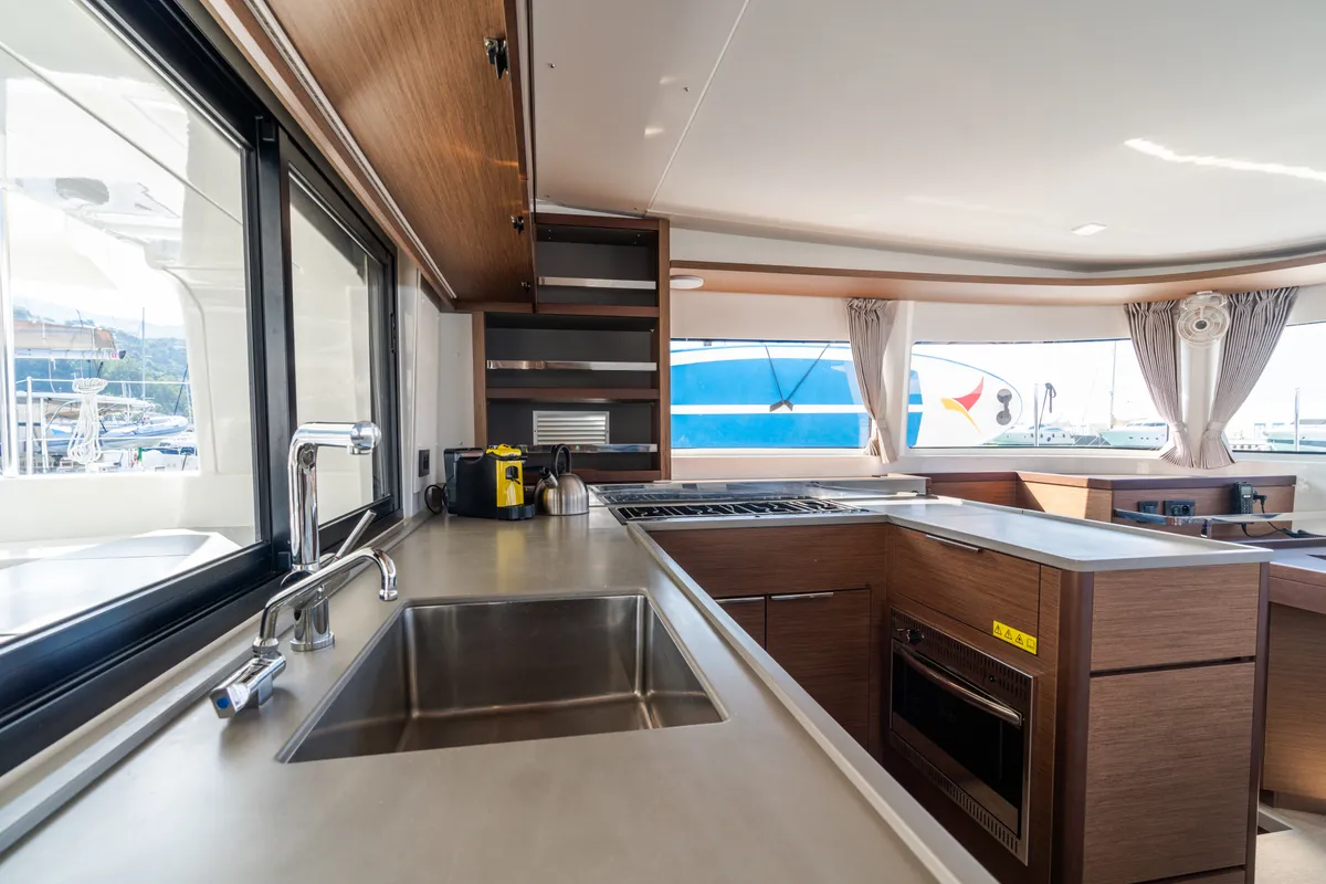 Galley of MareAmare - Premium line, a Lagoon 46 catamaran at Capo d'Orlando, Italy