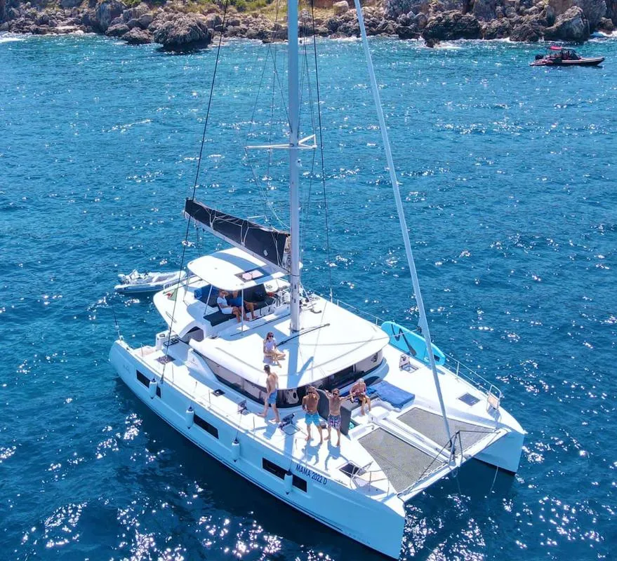 Exterior view of MareAmare - Premium line, a Lagoon 46 catamaran at Capo d'Orlando, Italy