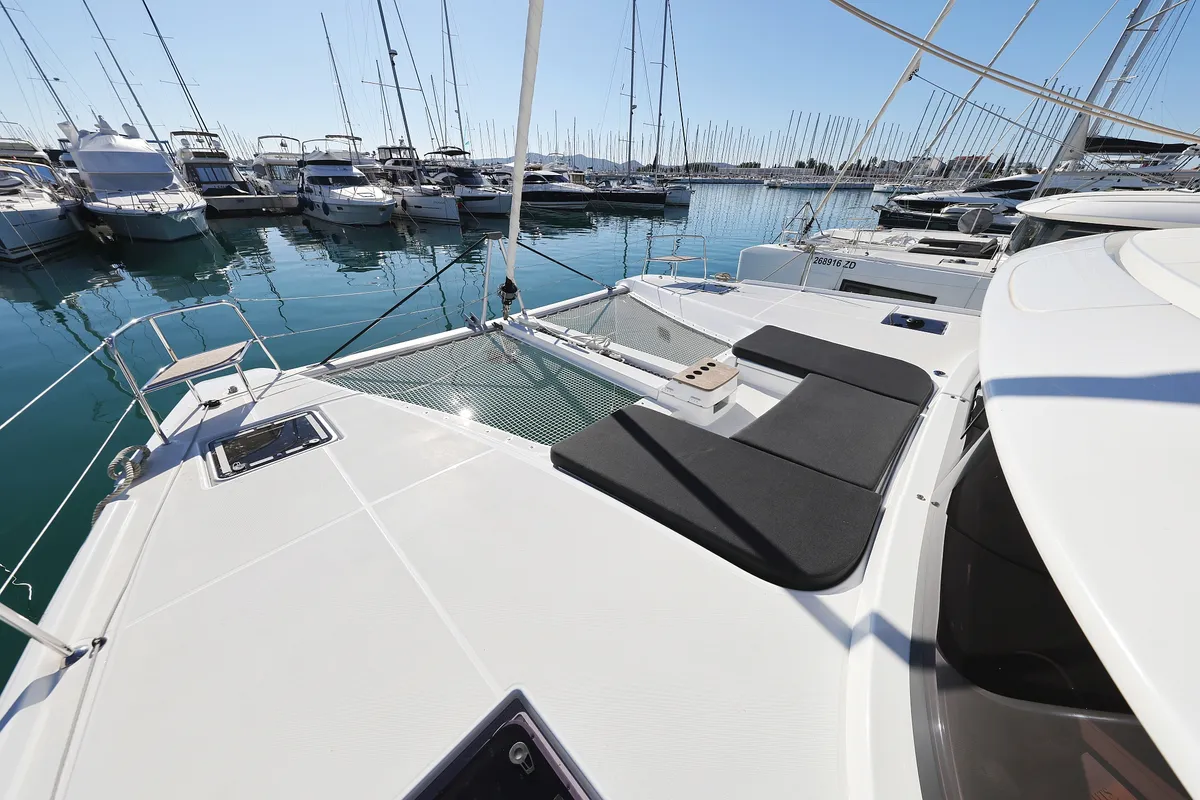 Deck of Guilty Pleasure, a Lagoon 46 catamaran at Općina Sukošan, Croatia