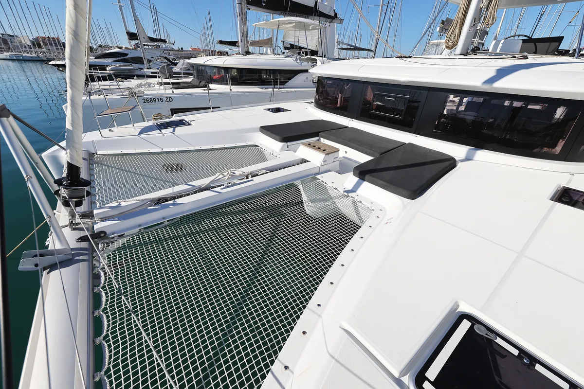 Exterior view of Guilty Pleasure, a Lagoon 46 catamaran at Općina Sukošan, Croatia