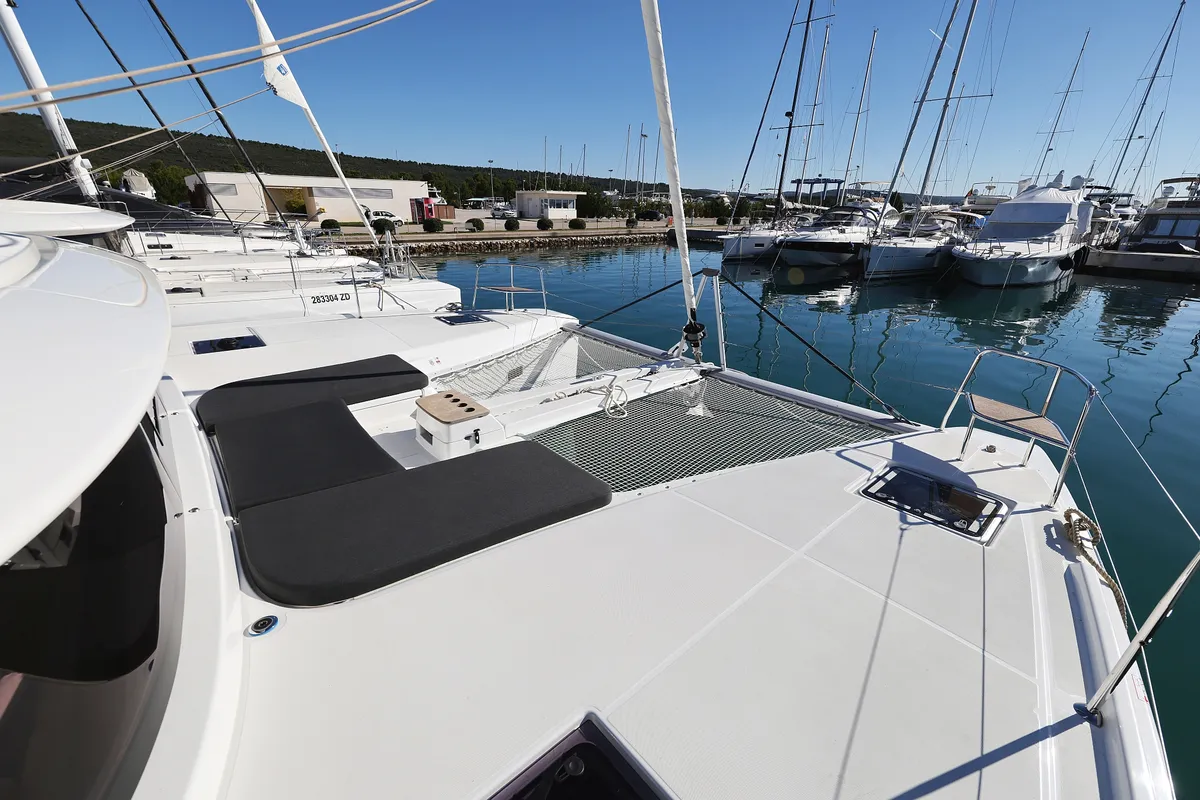 Deck of Guilty Pleasure, a Lagoon 46 catamaran at Općina Sukošan, Croatia
