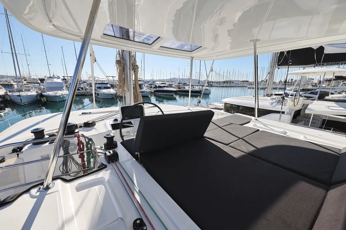 Cockpit of Guilty Pleasure, a Lagoon 46 catamaran at Općina Sukošan, Croatia