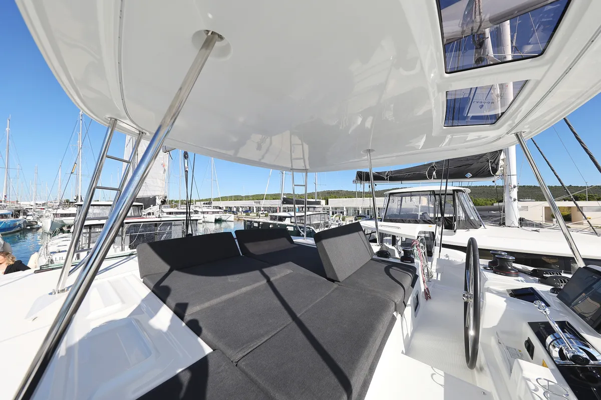 Cockpit of Guilty Pleasure, a Lagoon 46 catamaran at Općina Sukošan, Croatia