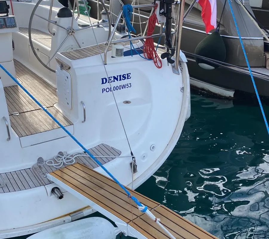 Exterior view of Denise, a Bavaria 46 sailboat at Municipal Unit of Ellomenos, Greece
