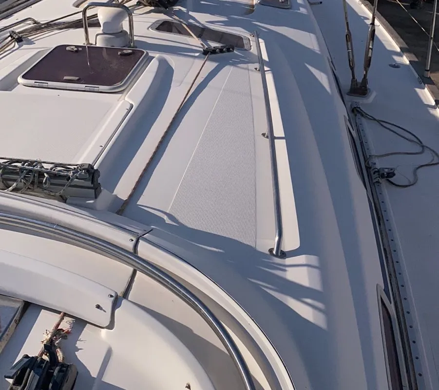 Deck of Denise, a Bavaria 46 sailboat at Municipal Unit of Ellomenos, Greece