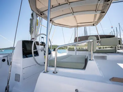 Cockpit of Love Story, a Bali 4.6 catamaran at Pirovac, Croatia