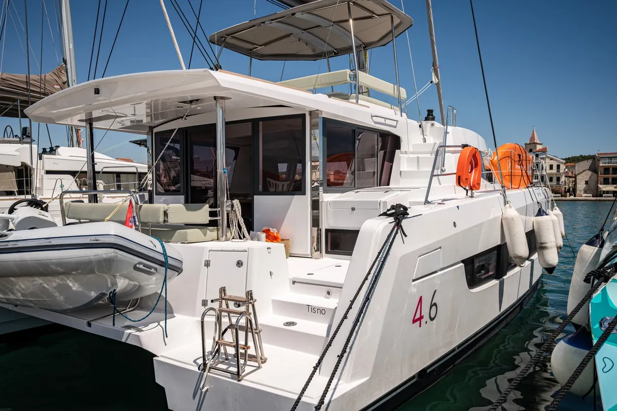 Exterior view of Love Story, a Bali 4.6 catamaran at Pirovac, Croatia