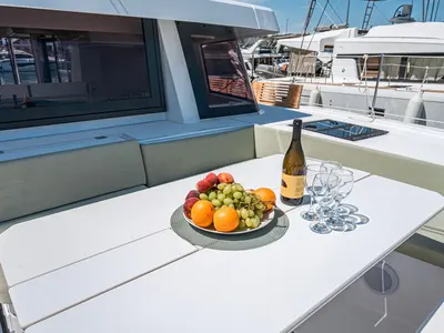 Deck of Love Story, a Bali 4.6 catamaran at Pirovac, Croatia