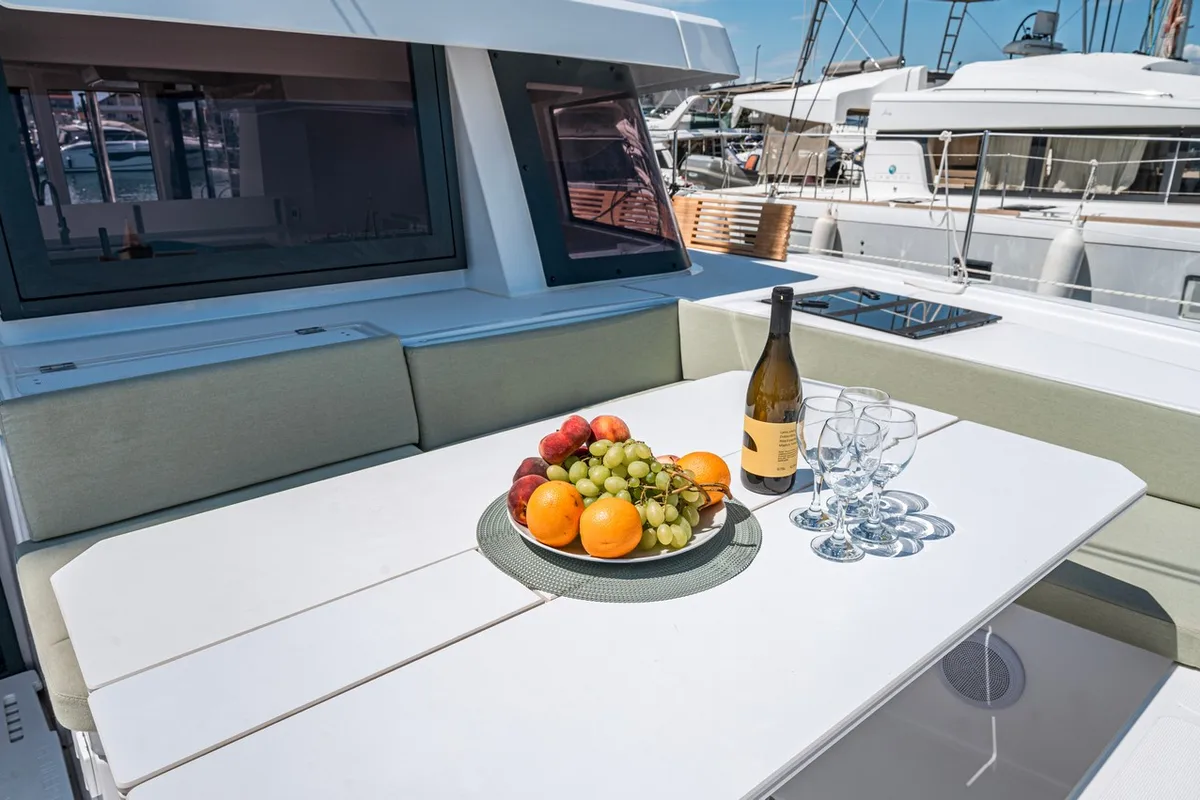 Deck of Love Story, a Bali 4.6 catamaran at Pirovac, Croatia