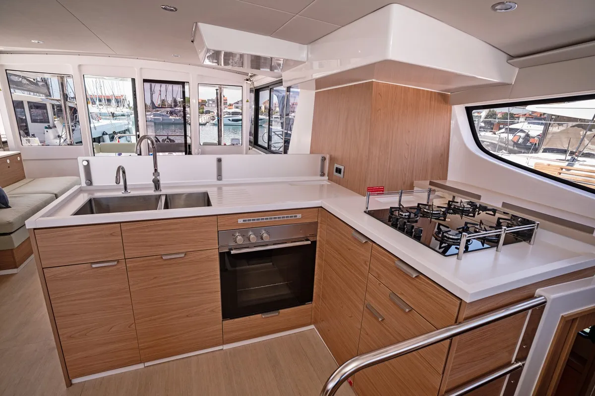 Galley of Love Story, a Bali 4.6 catamaran at Pirovac, Croatia