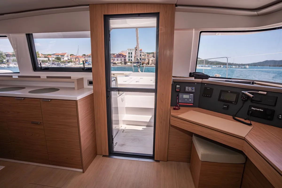 Cockpit of Love Story, a Bali 4.6 catamaran at Pirovac, Croatia