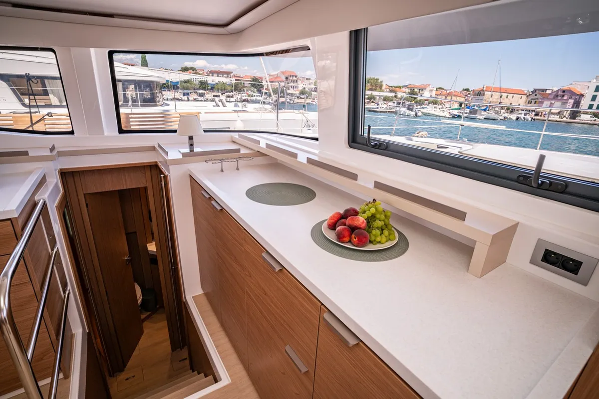 Galley of Love Story, a Bali 4.6 catamaran at Pirovac, Croatia