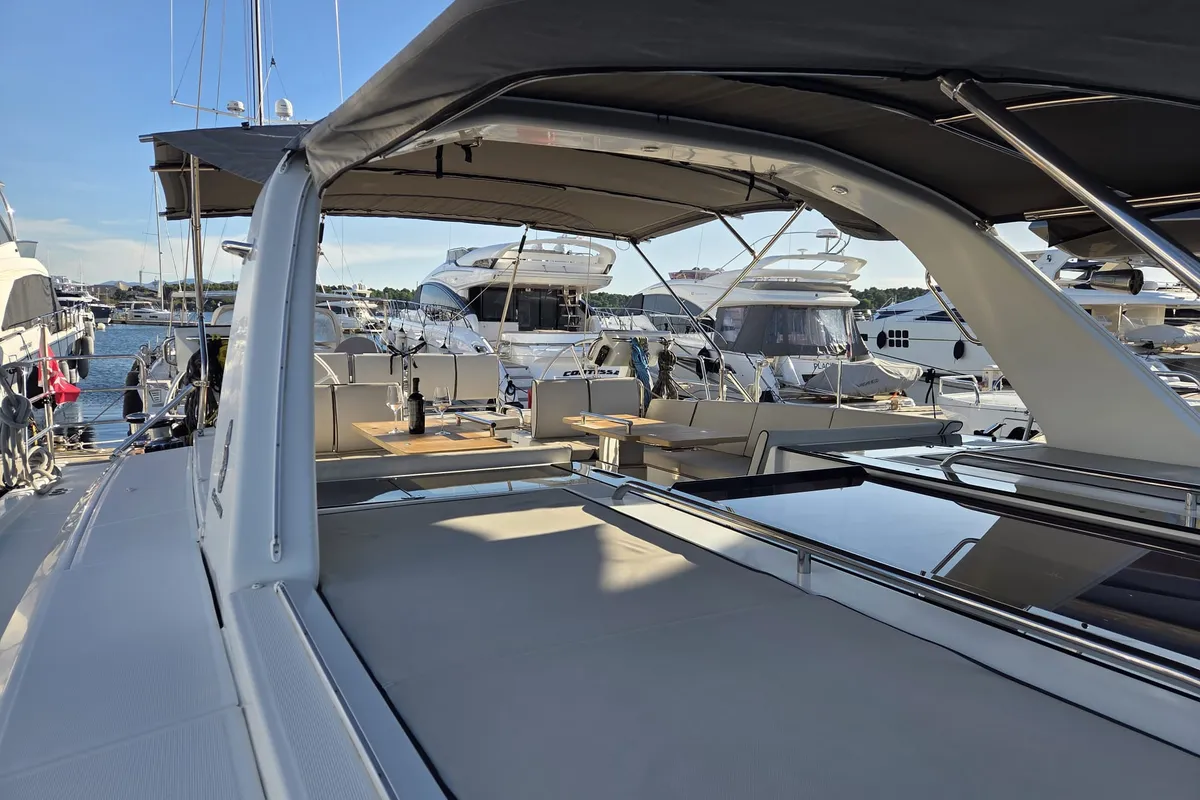 Deck of Olga V, a Beneteau Oceanis Yacht 62 - 3 + 1 sailboat at Grad Kaštela, Croatia