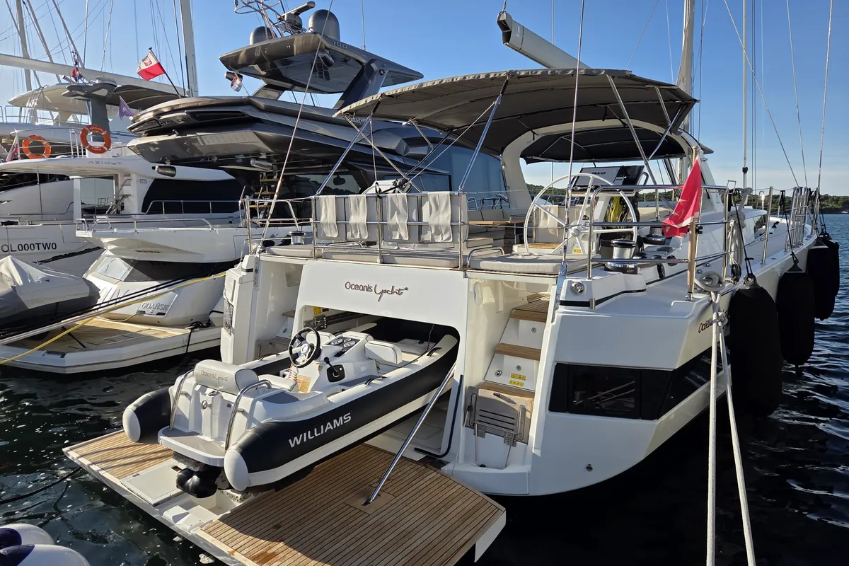 Exterior view of Olga V, a Beneteau Oceanis Yacht 62 - 3 + 1 sailboat at Grad Kaštela, Croatia