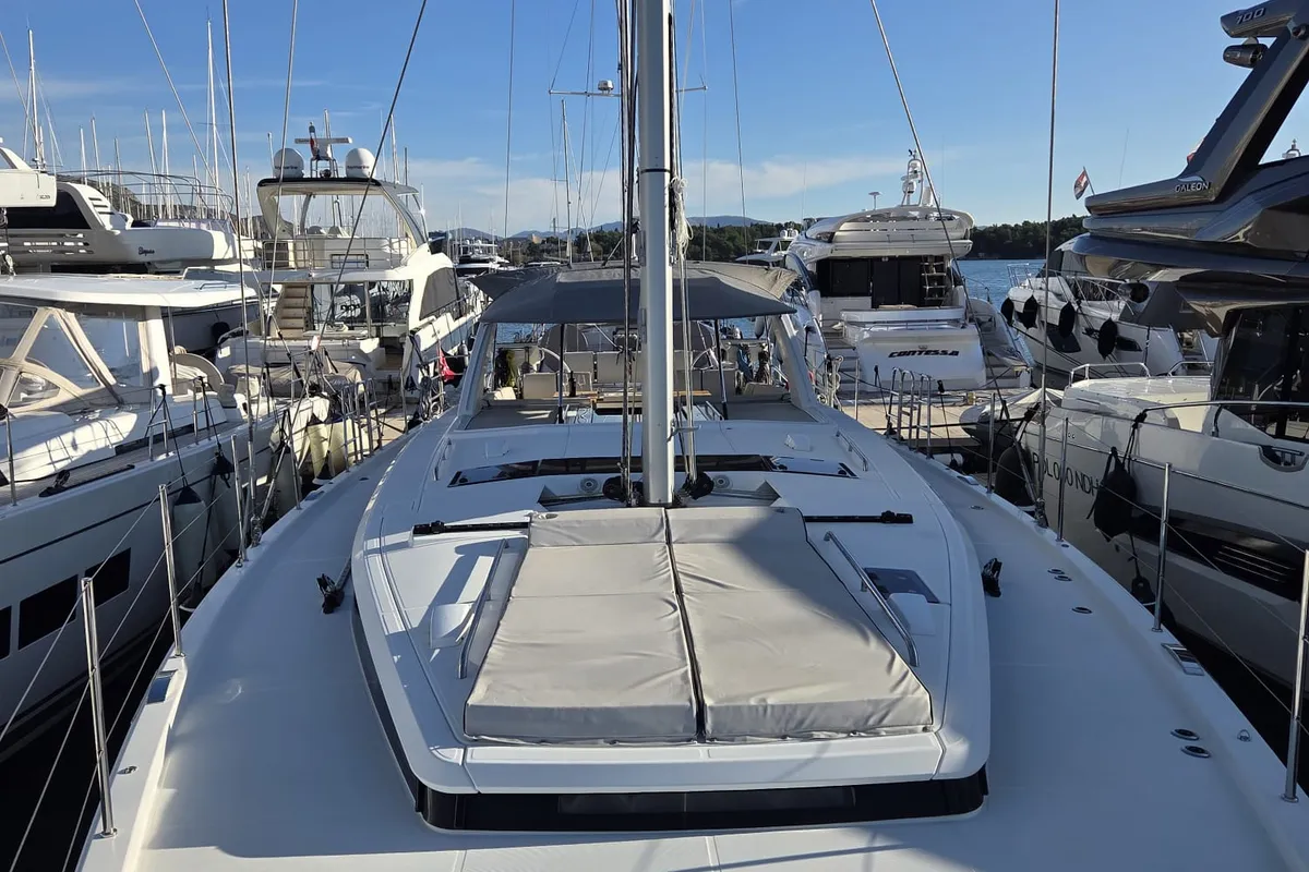 Exterior view of Olga V, a Beneteau Oceanis Yacht 62 - 3 + 1 sailboat at Grad Kaštela, Croatia