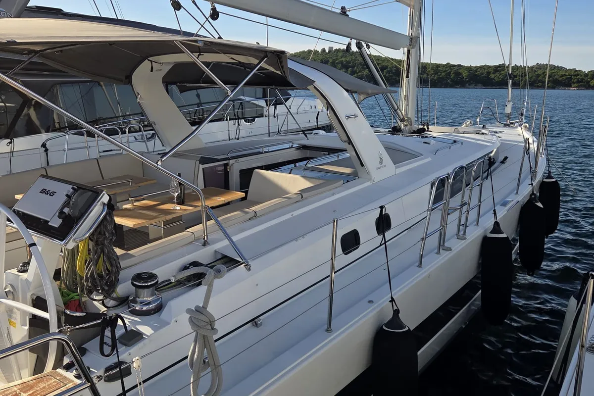 Exterior view of Olga V, a Beneteau Oceanis Yacht 62 - 3 + 1 sailboat at Grad Kaštela, Croatia