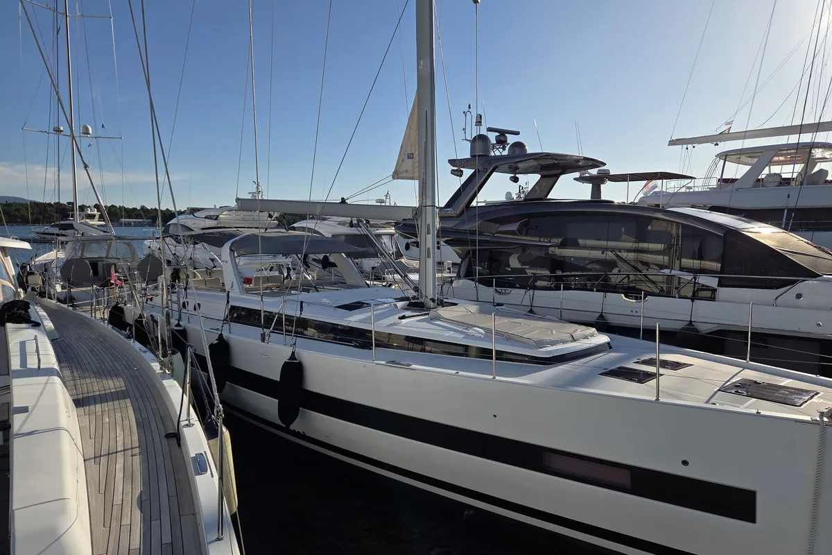 Exterior view of Olga V, a Beneteau Oceanis Yacht 62 - 3 + 1 sailboat at Grad Kaštela, Croatia