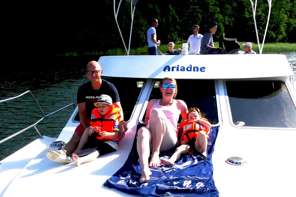 Deck of Ariadne, a Gulet Tarpon 42 TP motorboat at Lübz, Germany