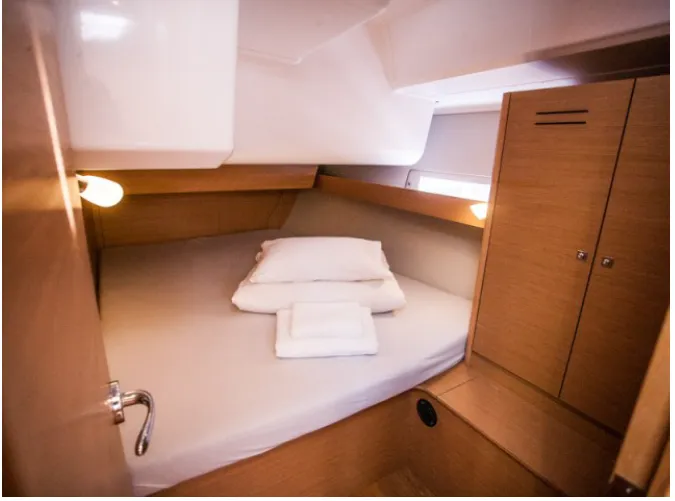 Cabin on Pinacolada, a Dufour 460 GL sailboat at Milazzo, Italy