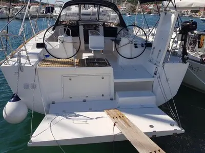 Deck of Pinacolada, a Dufour 460 GL sailboat at Milazzo, Italy