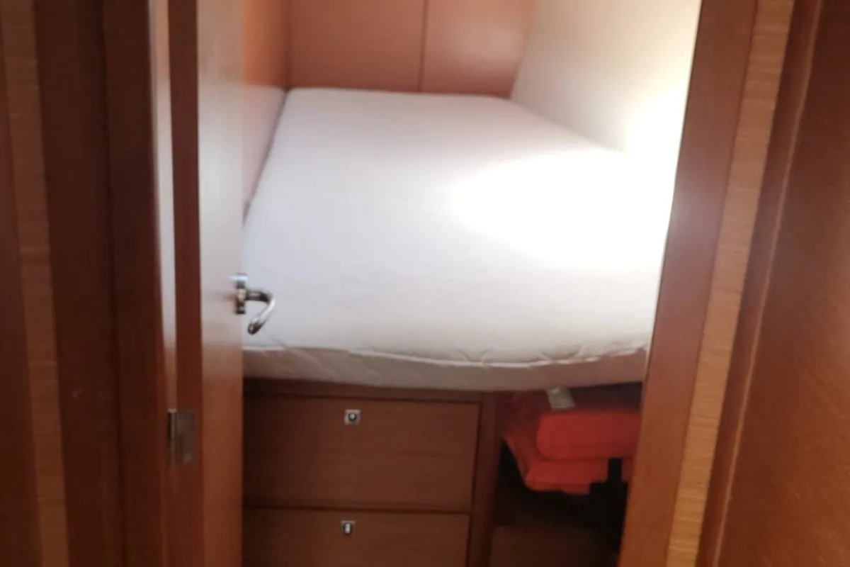 Cabin on Pinacolada, a Dufour 460 GL sailboat at Milazzo, Italy
