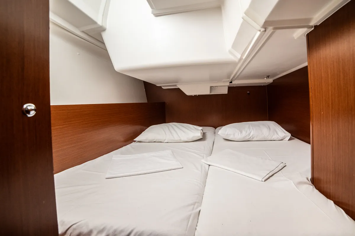 Cabin on Rania, a Beneteau Oceanis 38.1 sailboat at Athens, Greece