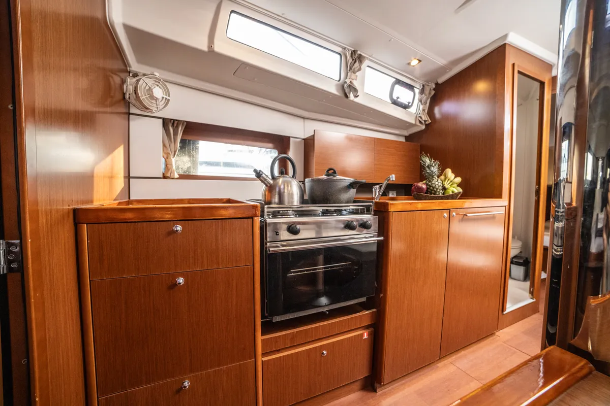 Galley of Rania, a Beneteau Oceanis 38.1 sailboat at Athens, Greece