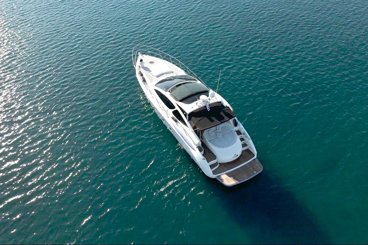 Exterior view of Lia, a Azimut Atlantis 55 motor yacht at Pallini, Greece