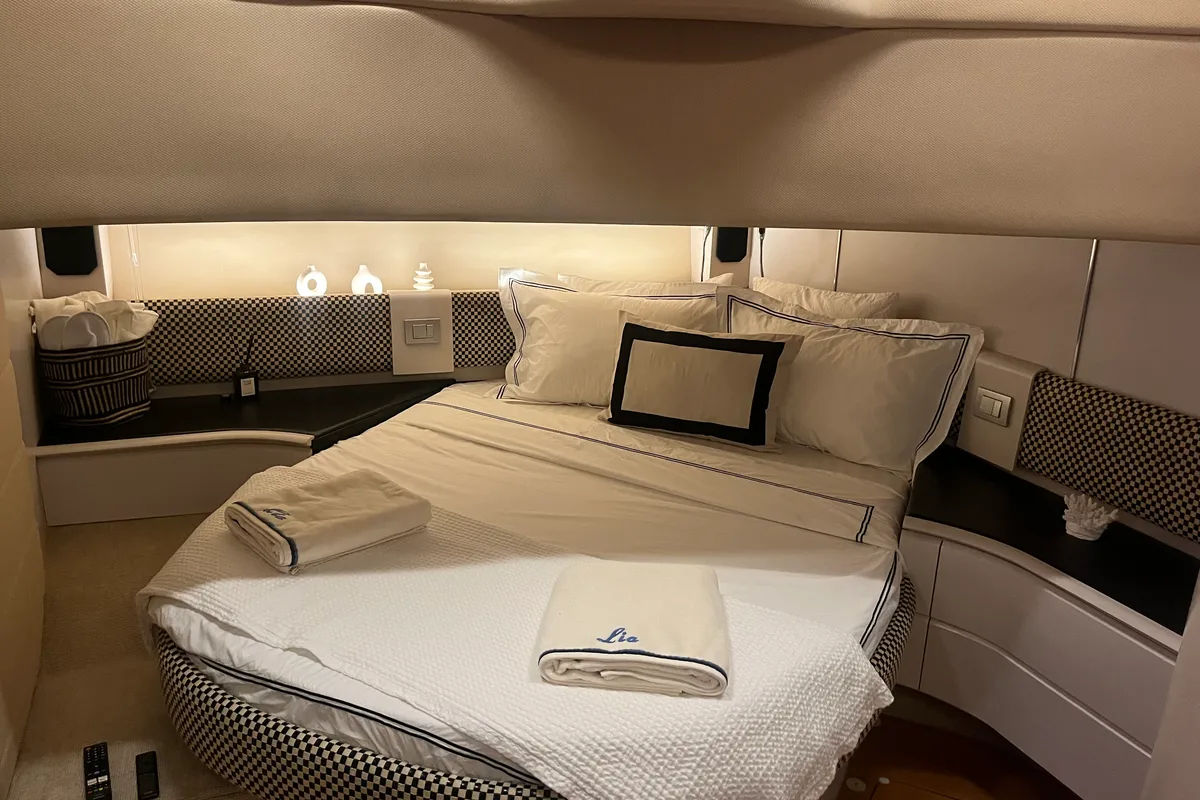 Cabin on Lia, a Azimut Atlantis 55 motor yacht at Pallini, Greece