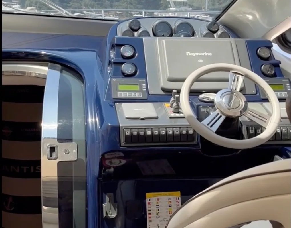 Cockpit of Lia, a Azimut Atlantis 55 motor yacht at Pallini, Greece